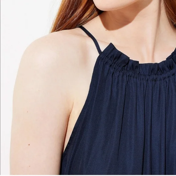 LOFT Colorblock Halter Top Navy, Mustard, Peach - Picture 3 of 5